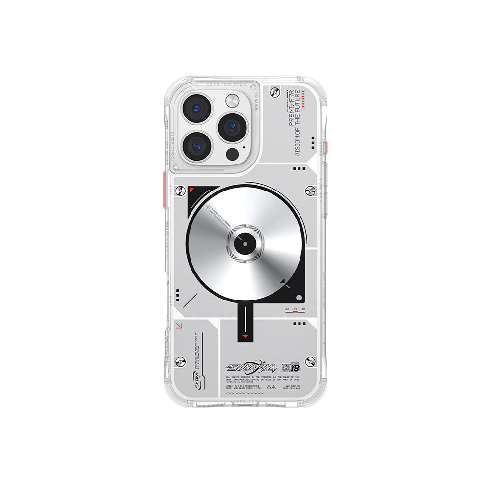 iPhone 16 Pro Kılıf Magsafe Şarj Özellikli Disk Desenli Airbag Tasarımlı Skinarma Nova Kılıf Şeffaf