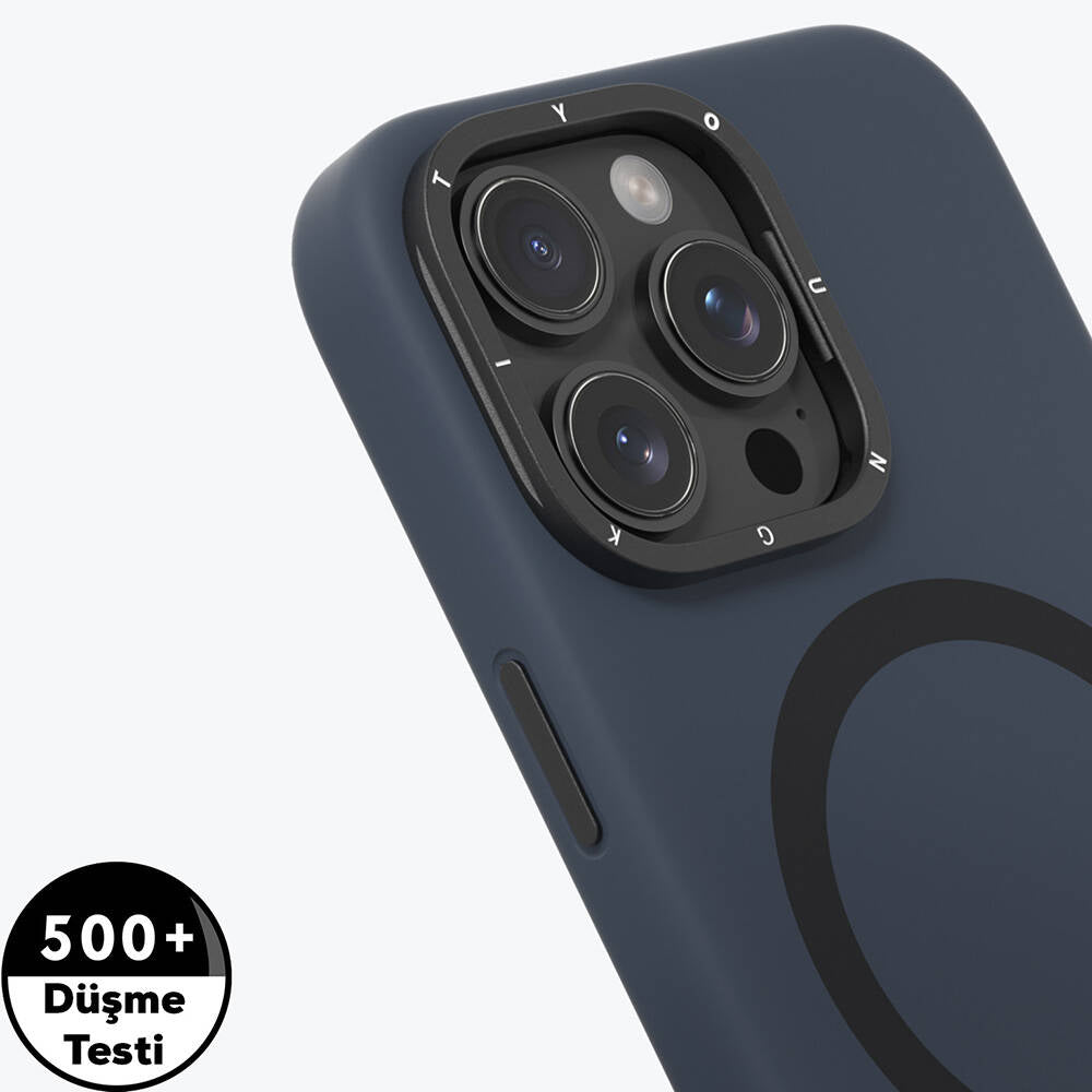 iPhone 16 Pro Kılıf Magsafe Şarj Özellikli Kamera Standlı Youngkit Bitty Cream Kılıf Gri