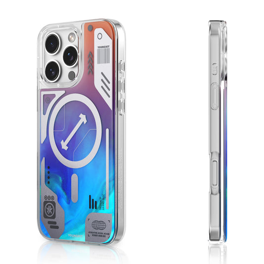 Apple iPhone 16 Pro Kılıf M-safe Şarj Özellikli Parlak Kumlu Sıvılı Tasarımlı Galaxy Fantasy Serisi Kapak