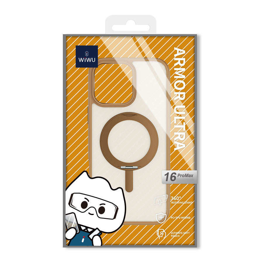 iPhone 16 Pro Kılıf Magsafe Şarj Özellikli Parmak İzi Bırakmayan Wiwu FGG-202 Armor Ultra Serisi Kılıf Gold