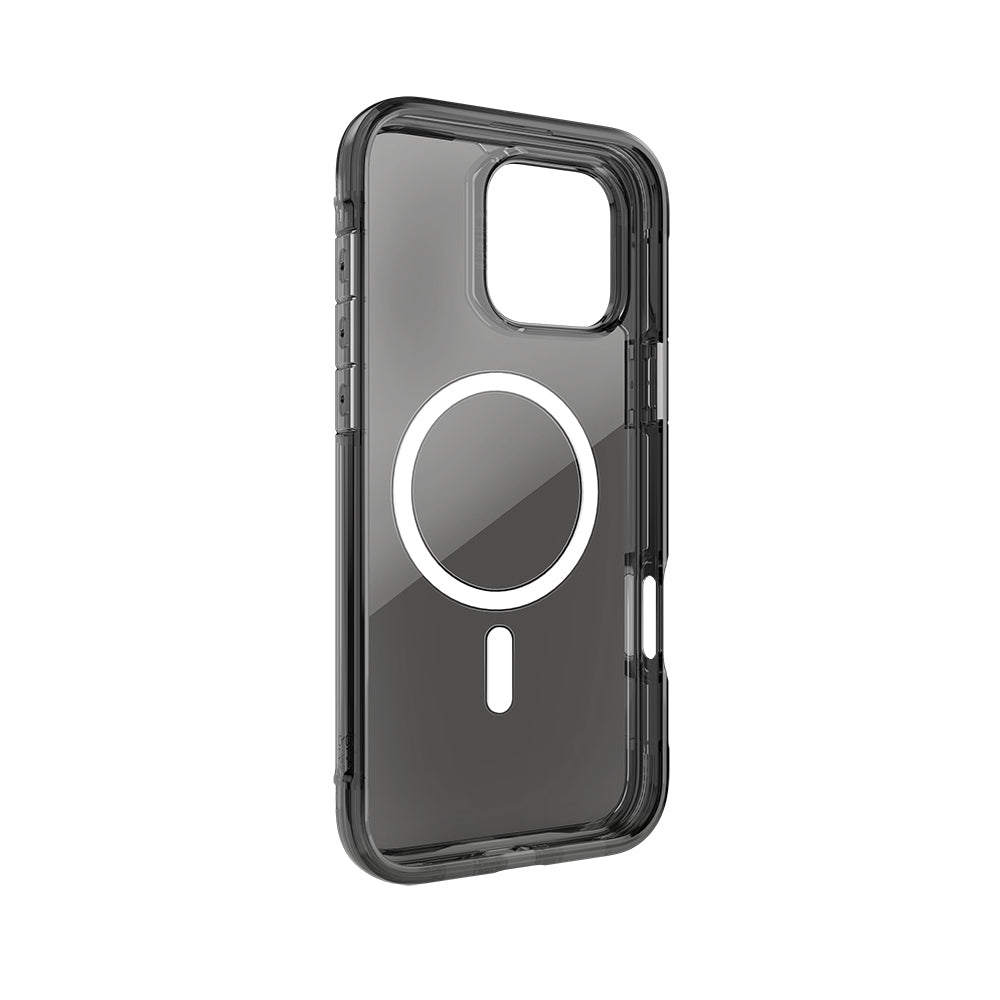 Apple iPhone 16 Pro Kılıf M-safe Şarj Özellikli Raptic Air Serisi Airbag Tasarımlı Metal Köşelikli Şeffaf Kapak Siyah