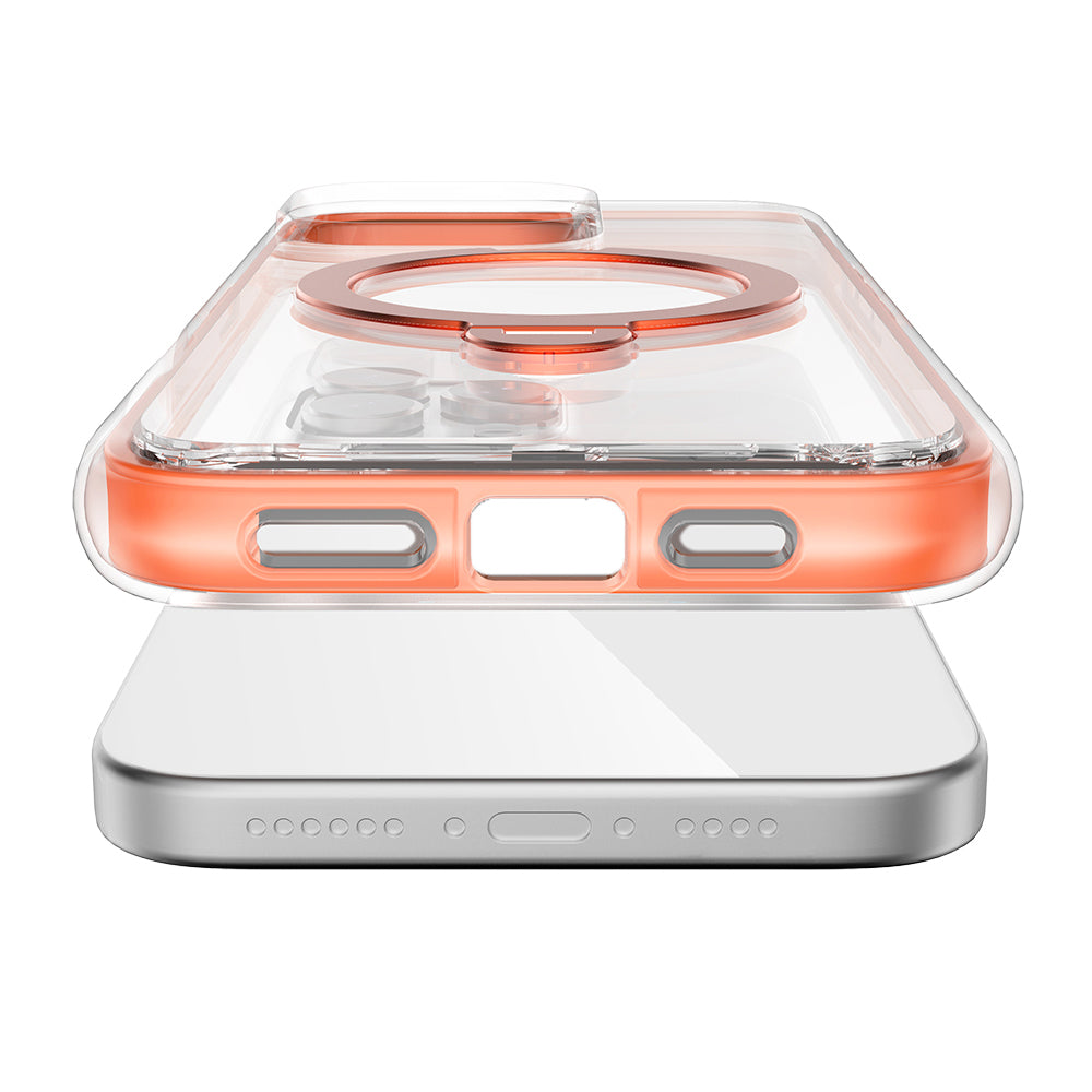 Apple iPhone 16 Pro Kılıf M-safe Şarj Özellikli Raptic AirJoy Serisi 360 Derece Dönebilen Standlı Kapak Siyah-Gri