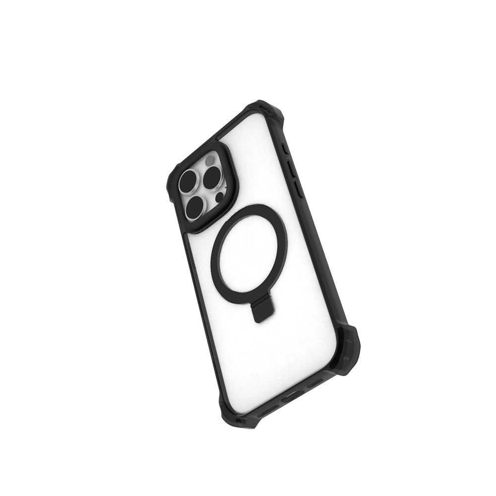 Apple iPhone 16 Pro Kılıf M-safe Şarj Özellikli Raptic Dual Serisi Şeffaf Standlı Kapak Siyah