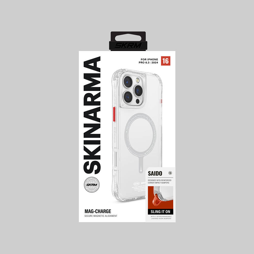 iPhone 16 Pro Kılıf Magsafe Şarj Özellikli Şeffaf Airbag Tasarımlı Skinarma Saido Kılıf Şeffaf
