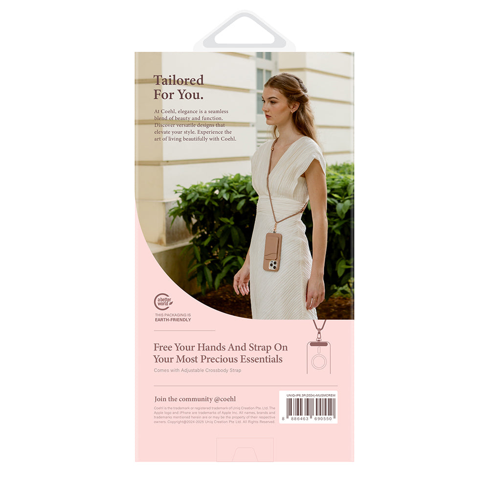 iPhone 16 Pro Kılıf Magsafe Şarj Özellikli Soft Arka Yüzey Askı İpli Coehl Muse Kılıf Krem