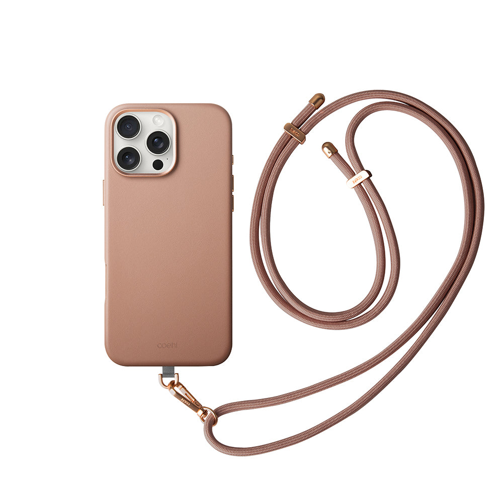 iPhone 16 Pro Kılıf Magsafe Şarj Özellikli Soft Arka Yüzey Askı İpli Coehl Muse Kılıf Krem