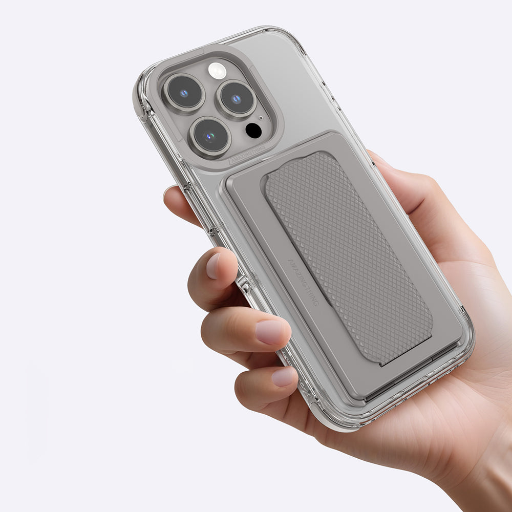 iPhone 16 Pro Kılıf Magsafe Şarj Özellikli Standlı Kartlıklı Set Amazingthing Omni Adventure Serisi Kılıf Gri