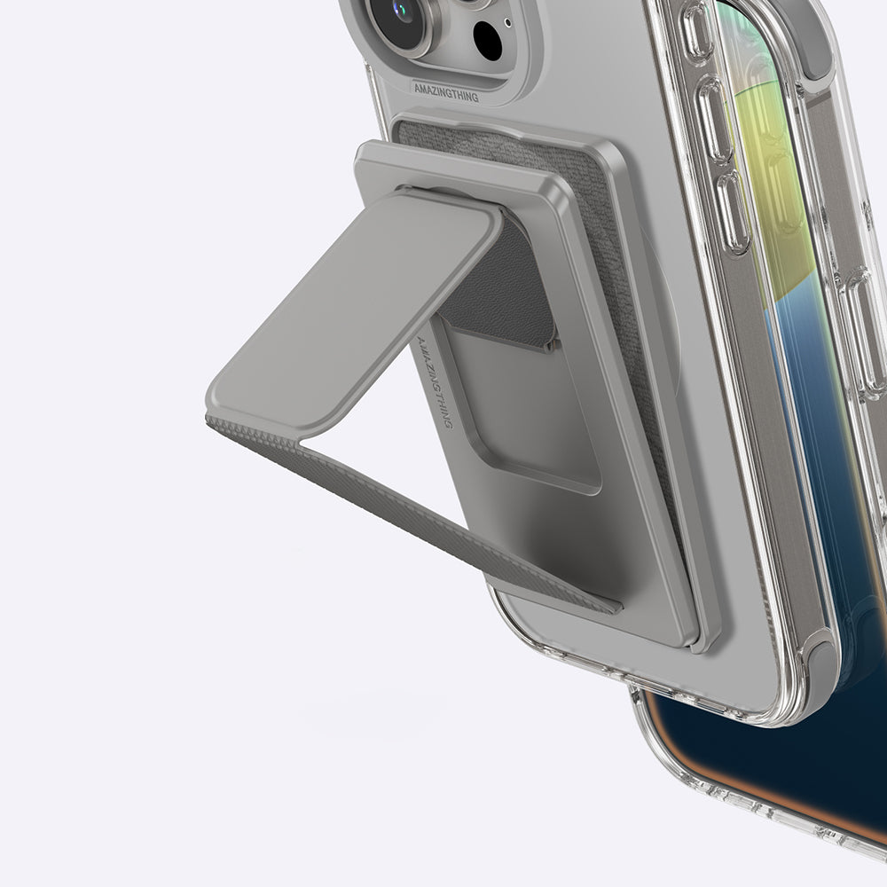 iPhone 16 Pro Kılıf Magsafe Şarj Özellikli Standlı Kartlıklı Set Amazingthing Omni Adventure Serisi Kılıf Gri