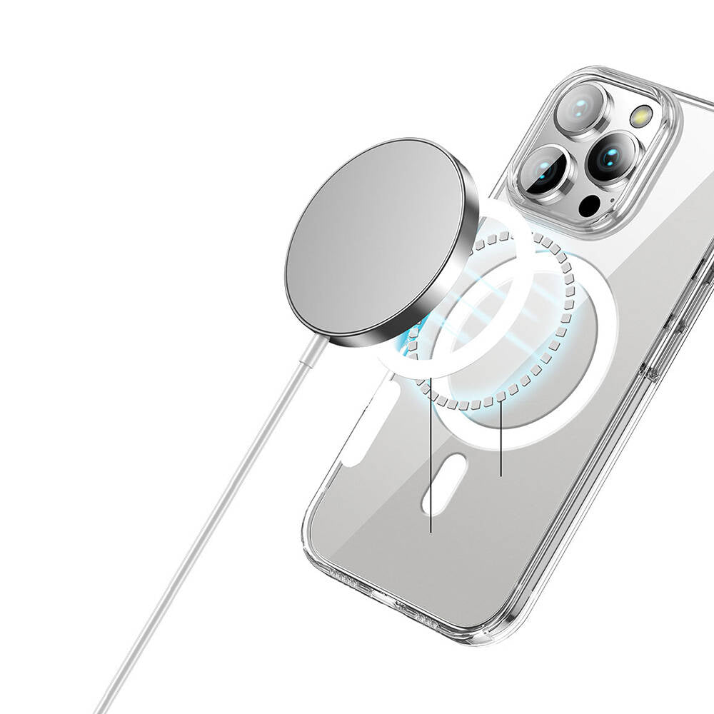 iPhone 16 Pro Kılıf Magsafe Şarj Özellikli Transparan Sert PC Wlons Pita Kılıf Şeffaf