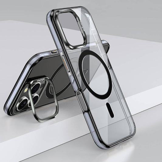 iPhone 16 Pro Kılıf Magsafe Şarj Özellikli Wlons Standlı Efsane Kılıf Siyah