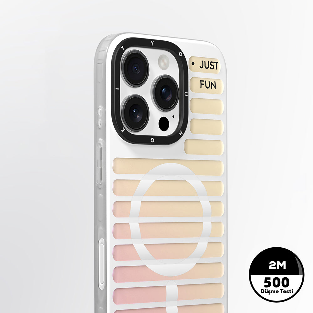 Apple iPhone 16 Pro Kılıf M-safe Şarj Özellikli Youngkit Geek Serisi Kapak Beyaz