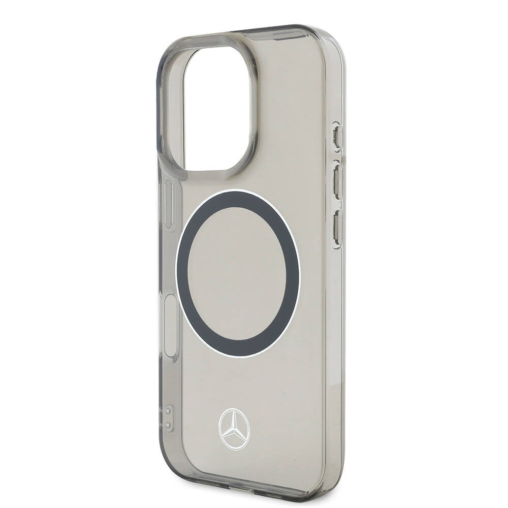 iPhone 16 Pro Kılıf Mercedes Benz Orjinal Lisanslı Magsafe Şarj Özellikli Saydam Yüzey Silver Ring Kılıf Siyah