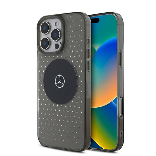 iPhone 16 Pro Kılıf Mercedes Benz Orjinal Lisanslı Magsafe Şarj Özellikli Yıldız Desenli Transparan Kılıf Siyah