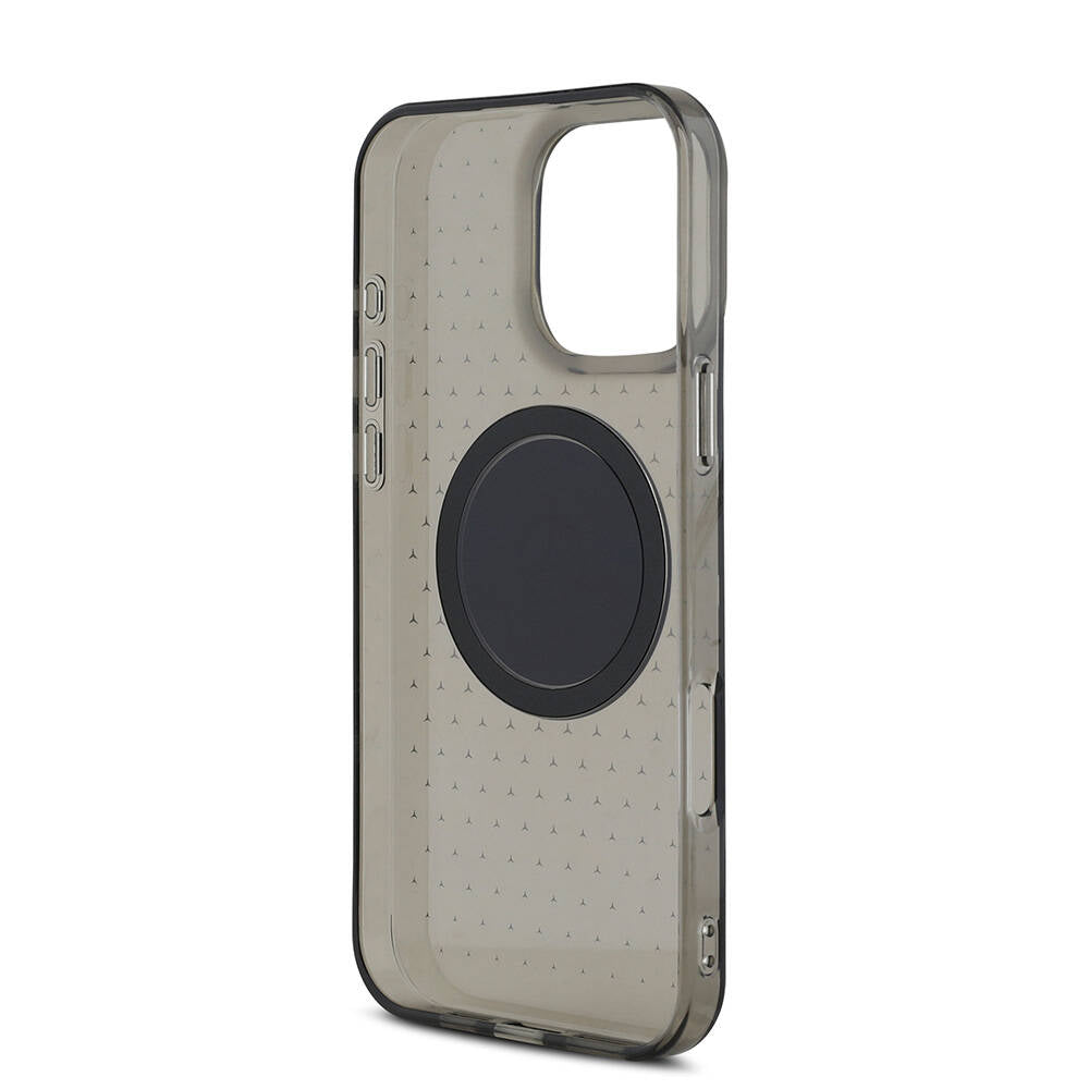 iPhone 16 Pro Kılıf Mercedes Benz Orjinal Lisanslı Magsafe Şarj Özellikli Yıldız Desenli Transparan Kılıf Siyah