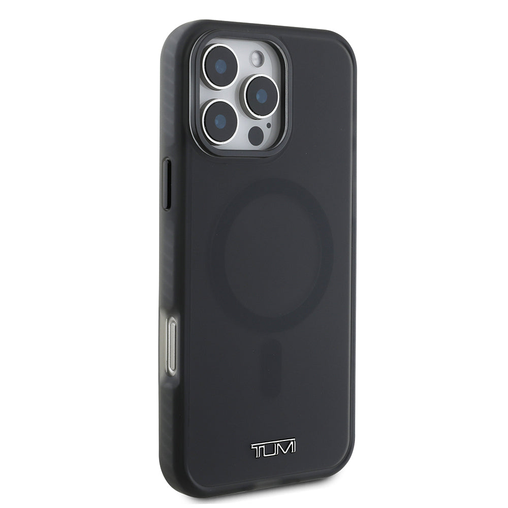 iPhone 16 Pro Kılıf TUMI Orjinal Lisanslı Magsafe Şarj Özellikli Airbagli Buzlu Transparan Kılıf Siyah