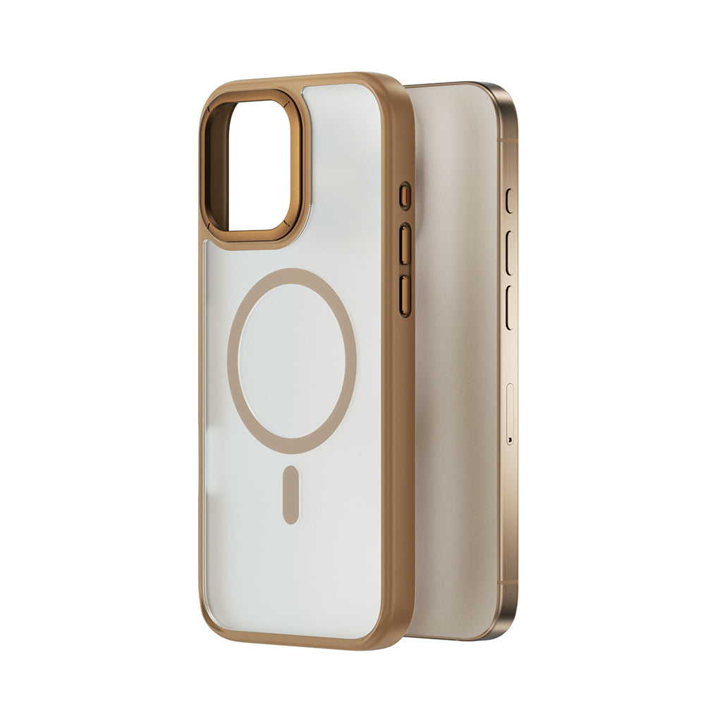 iPhone 16 Pro Kılıf Wiwu FGG-012 ArmorPro Serisi Magsafe Şarj Özellikli Parmak İzi Bırakmayan Kılıf Gold