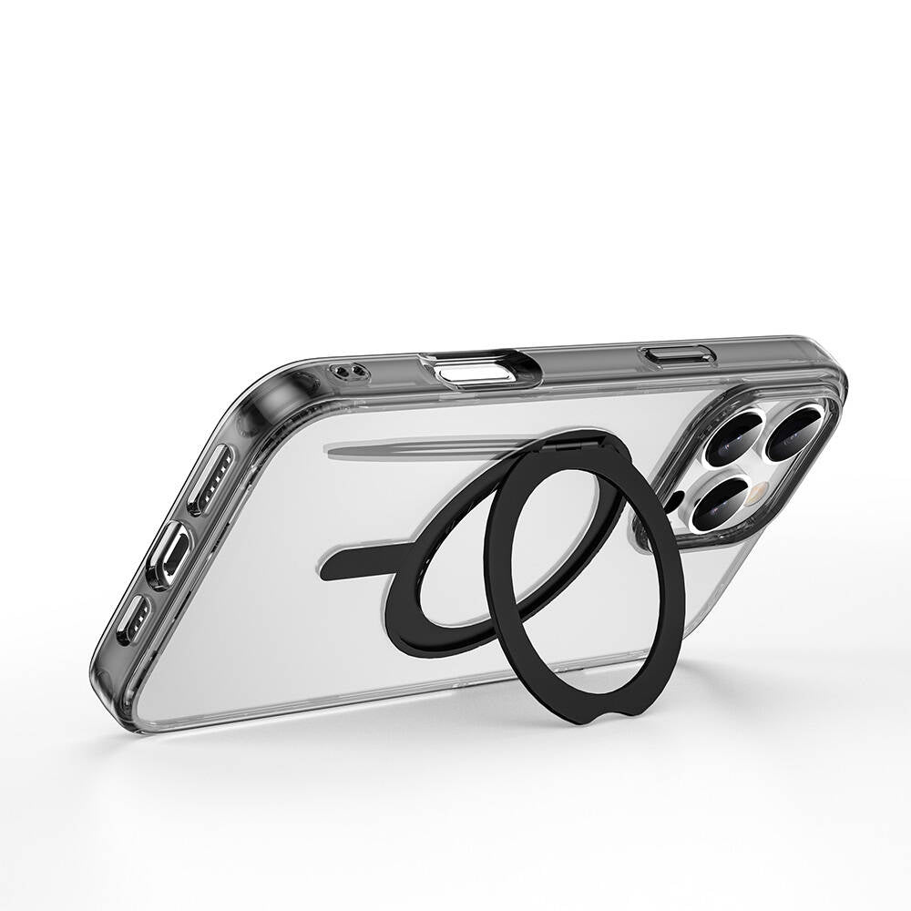 iPhone 16 Pro Kılıf Wiwu MCC-201 iShield Ultra Serisi Magsafe Şarj Özellikli Standlı Crystal Sert PC Kılıf Siyah