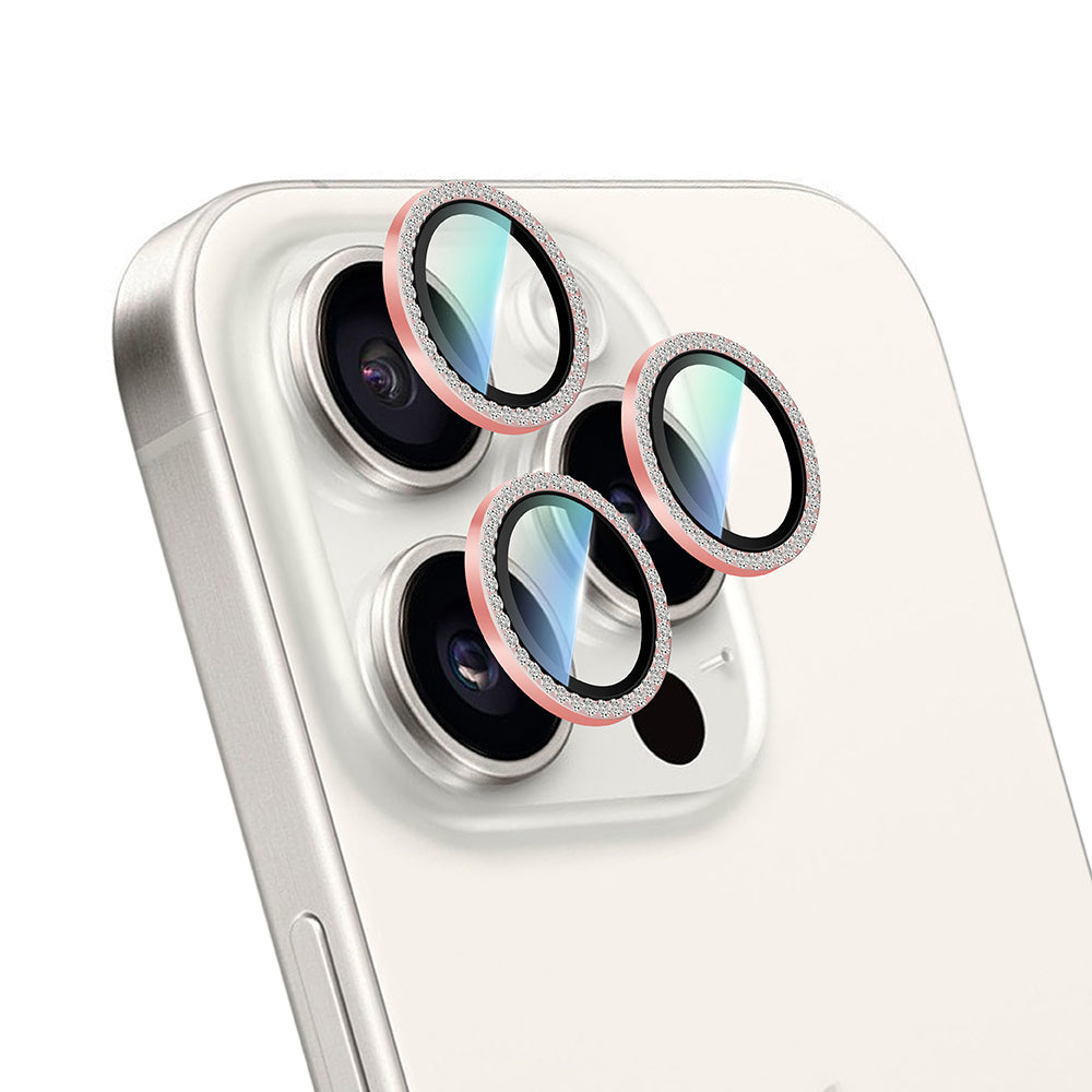 Apple iPhone 16 Pro Max CaseWorld Alloy Sparkling Diamond Serisi Taşlı Lens Koruyucu