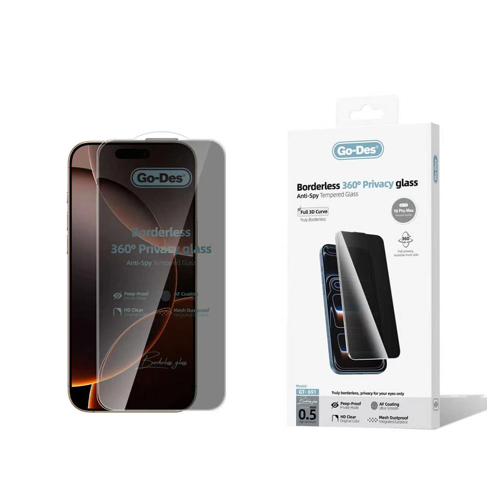 Apple iPhone 16 Pro Max Go Des AF Borderless Privacy Temperli Cam Ekran Koruyucu