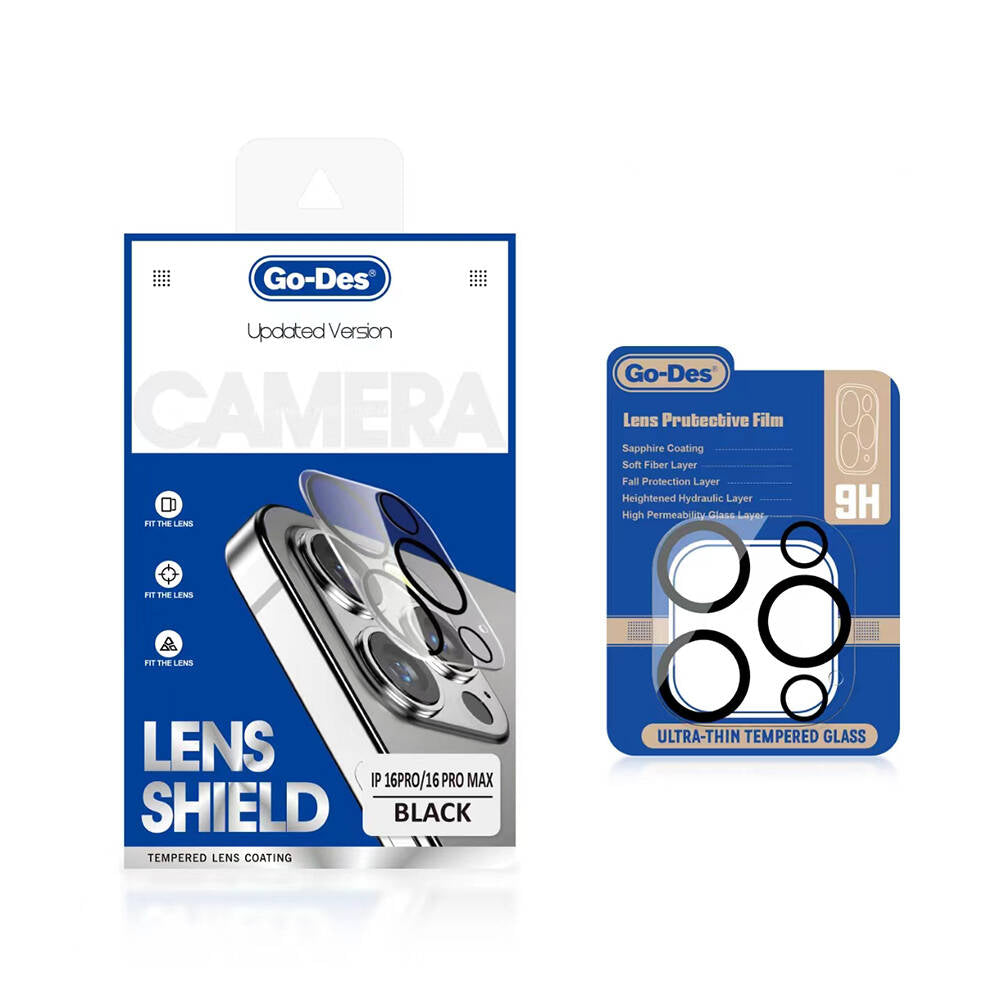 iPhone 16 Pro Max Go Des Lens Shield CL-14 Kamera Lens Koruyucu Siyah