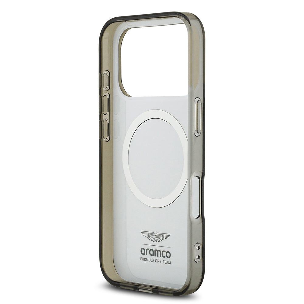 Apple iPhone 17 Pro Kılıf Aston Martin Orjinal Lisanslı M-safe Şarj Özellikli IML Baskı Logolu Formula Tasarımlı Kapak Siyah