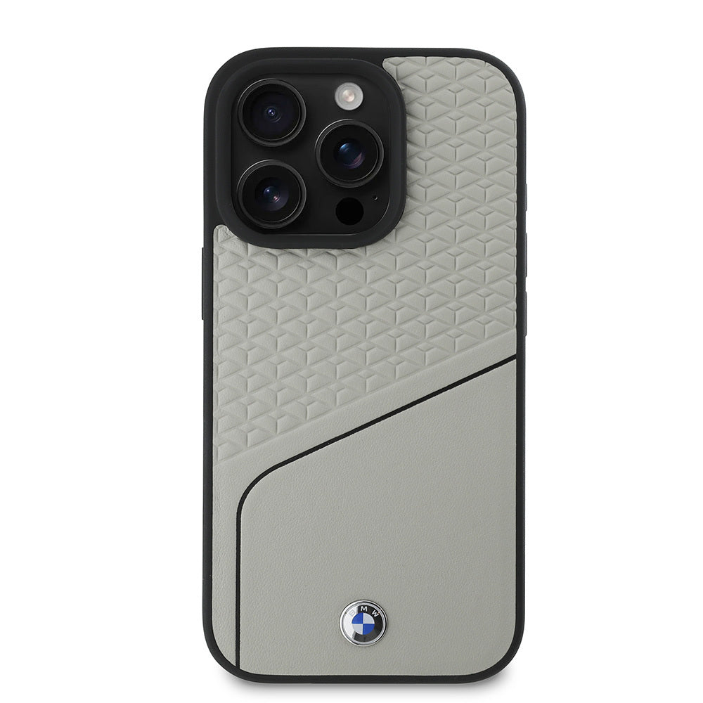 iPhone 16 Pro Max Kılıf BMW Orjinal Lisanslı Magsafe Şarj Özellikli Metal Logolu Dokulu ve Çizgili Deri Kılıf Siyah
