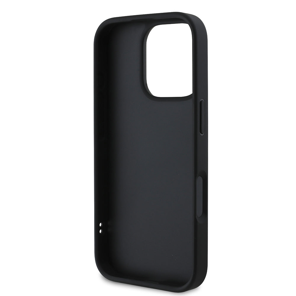 iPhone 16 Pro Max Kılıf DKNY Orjinal Lisanslı Kartlıklı 3D Yazılı Repeat Texture Pattern Kılıf Siyah