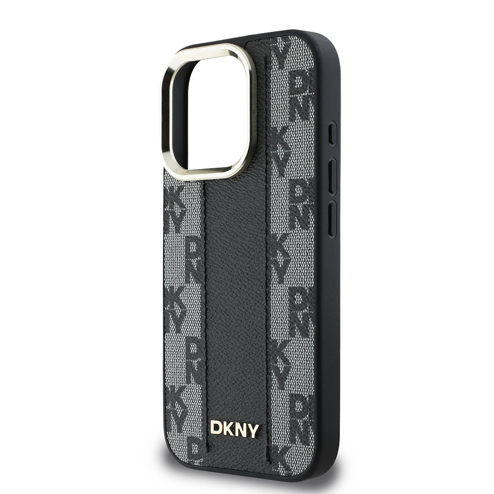iPhone 16 Pro Max Kılıf DKNY Orjinal Lisanslı Magsafe Şarj Özellikli 3D Yazılı Checkered Pattern Kılıf Bej