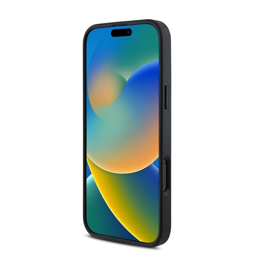 iPhone 16 Pro Max Kılıf DKNY Orjinal Lisanslı Magsafe Şarj Özellikli Metal Logolu PU Deri Grained Kılıf Siyah