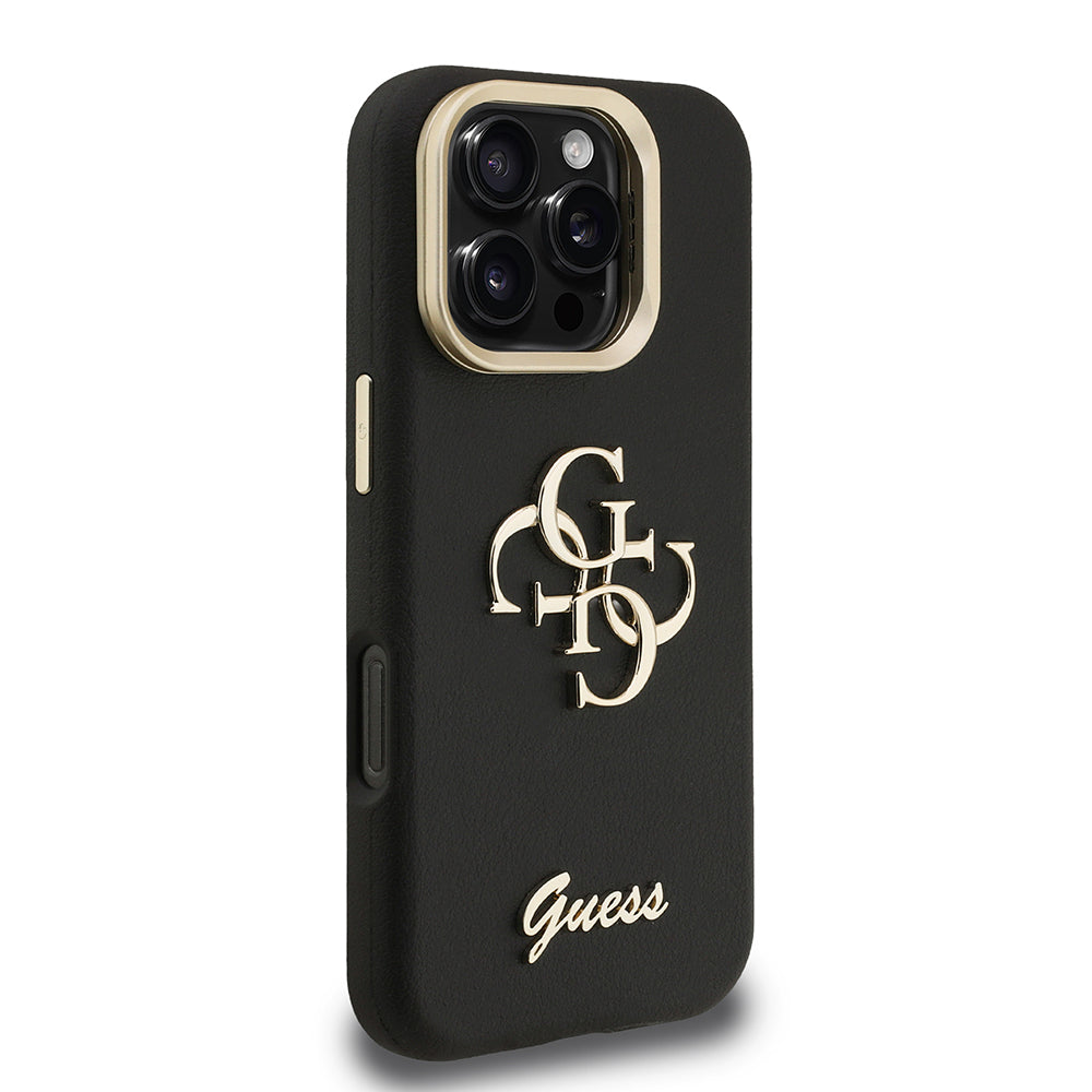 Apple iPhone 16 Pro Max Kılıf Guess Orjinal Lisanslı Grained Yazı Logolu Kamera Standlı Kapak Pembe