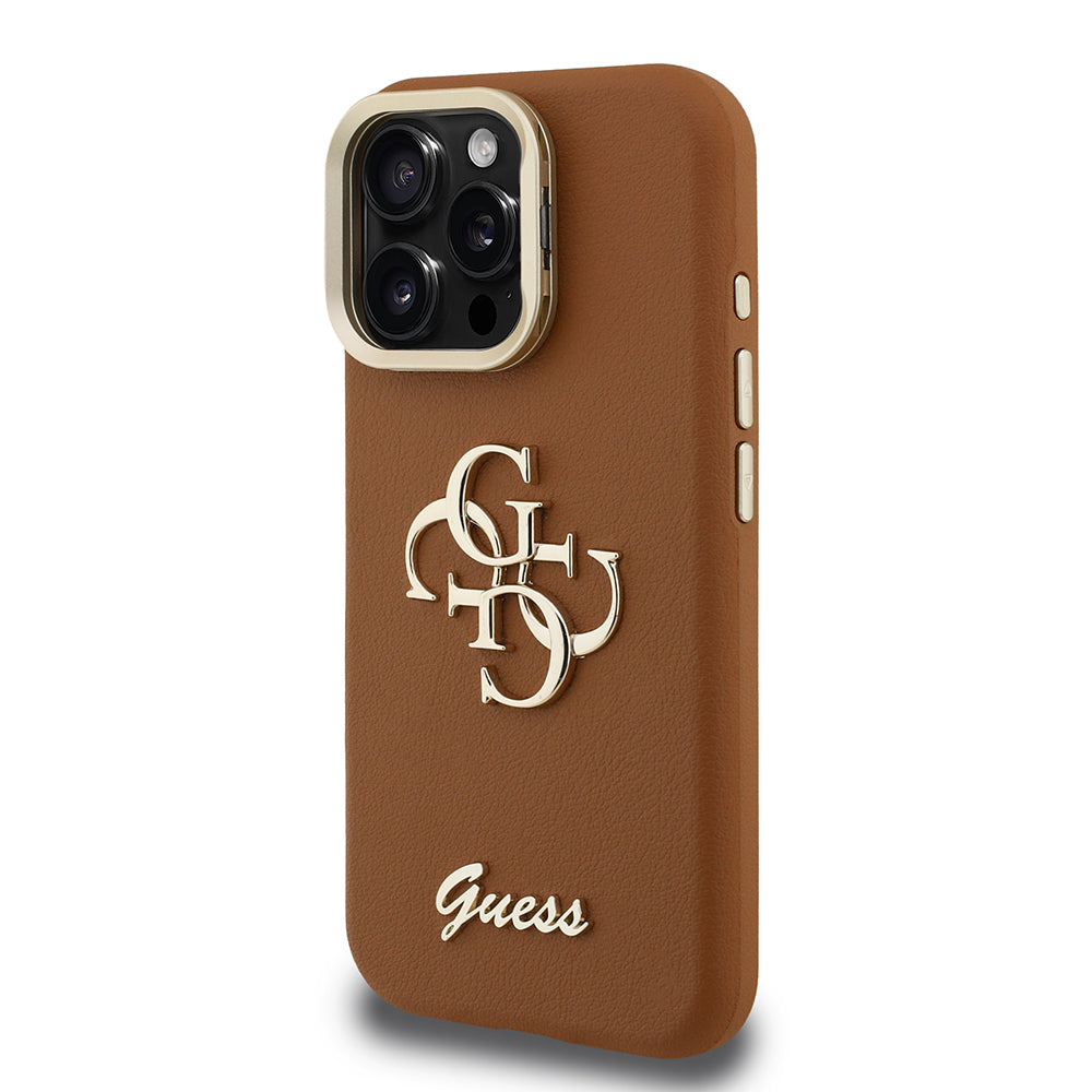 Apple iPhone 16 Pro Max Kılıf Guess Orjinal Lisanslı Grained Yazı Logolu Kamera Standlı Kapak Pembe