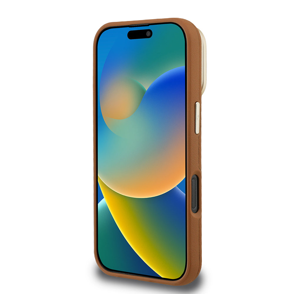 Apple iPhone 16 Pro Max Kılıf Guess Orjinal Lisanslı Grained Yazı Logolu Kamera Standlı Kapak Pembe