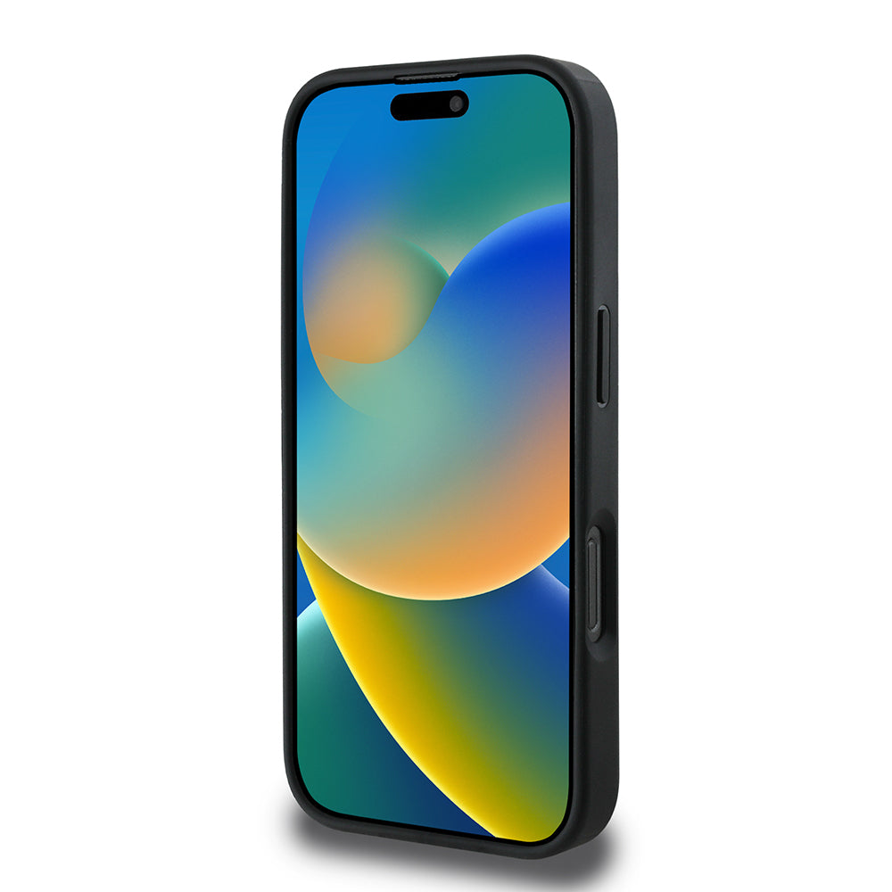 Apple iPhone 16 Pro Max Kılıf Guess Orjinal Lisanslı M-safe Şarj Özellikli Yazı Logolu Circle Classic Kapak Kahverengi