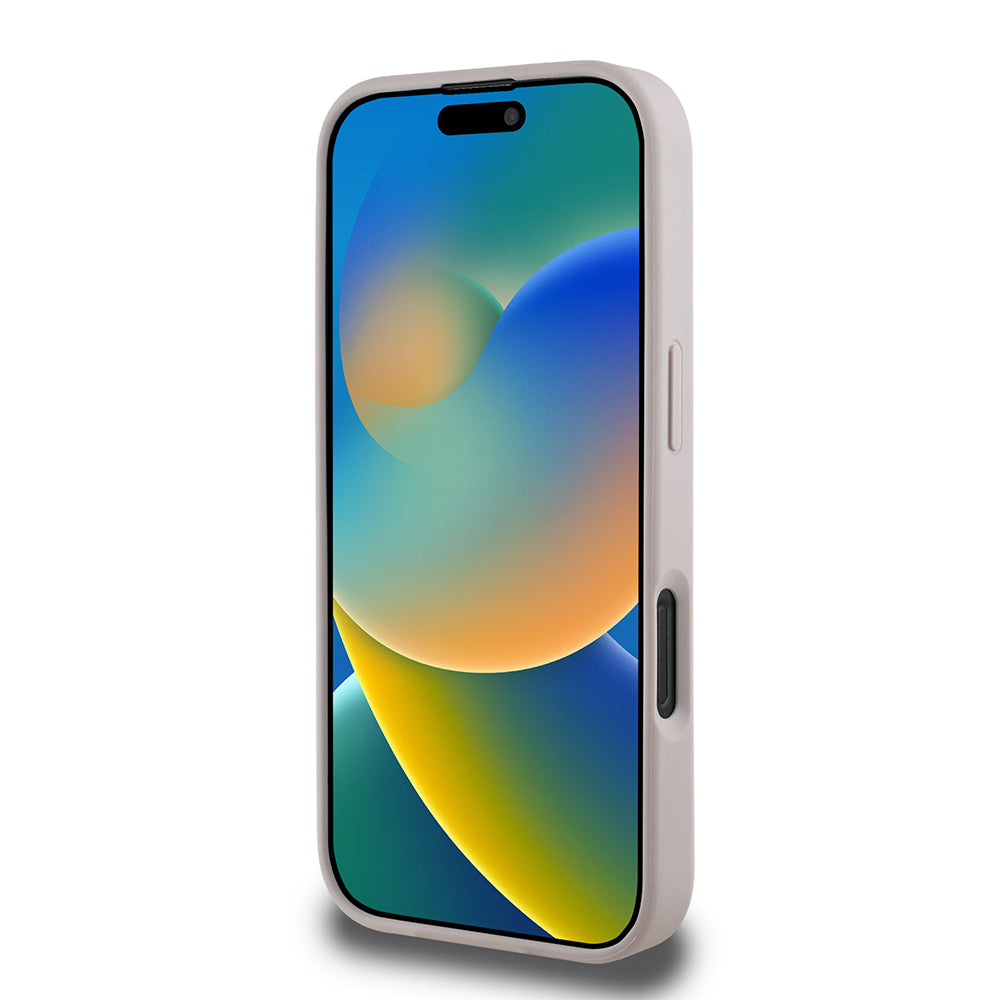 Apple iPhone 16 Pro Max Kılıf Guess Orjinal Lisanslı M-safe Şarj Özellikli Yazı Logolu Circle Classic Kapak Pembe