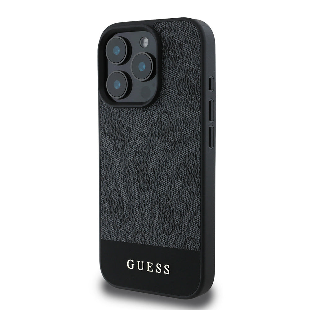 Apple iPhone 16 Pro Max Kılıf Guess Orjinal Lisanslı PU Deri Şerit Logo Dizaynlı Kapak Pembe