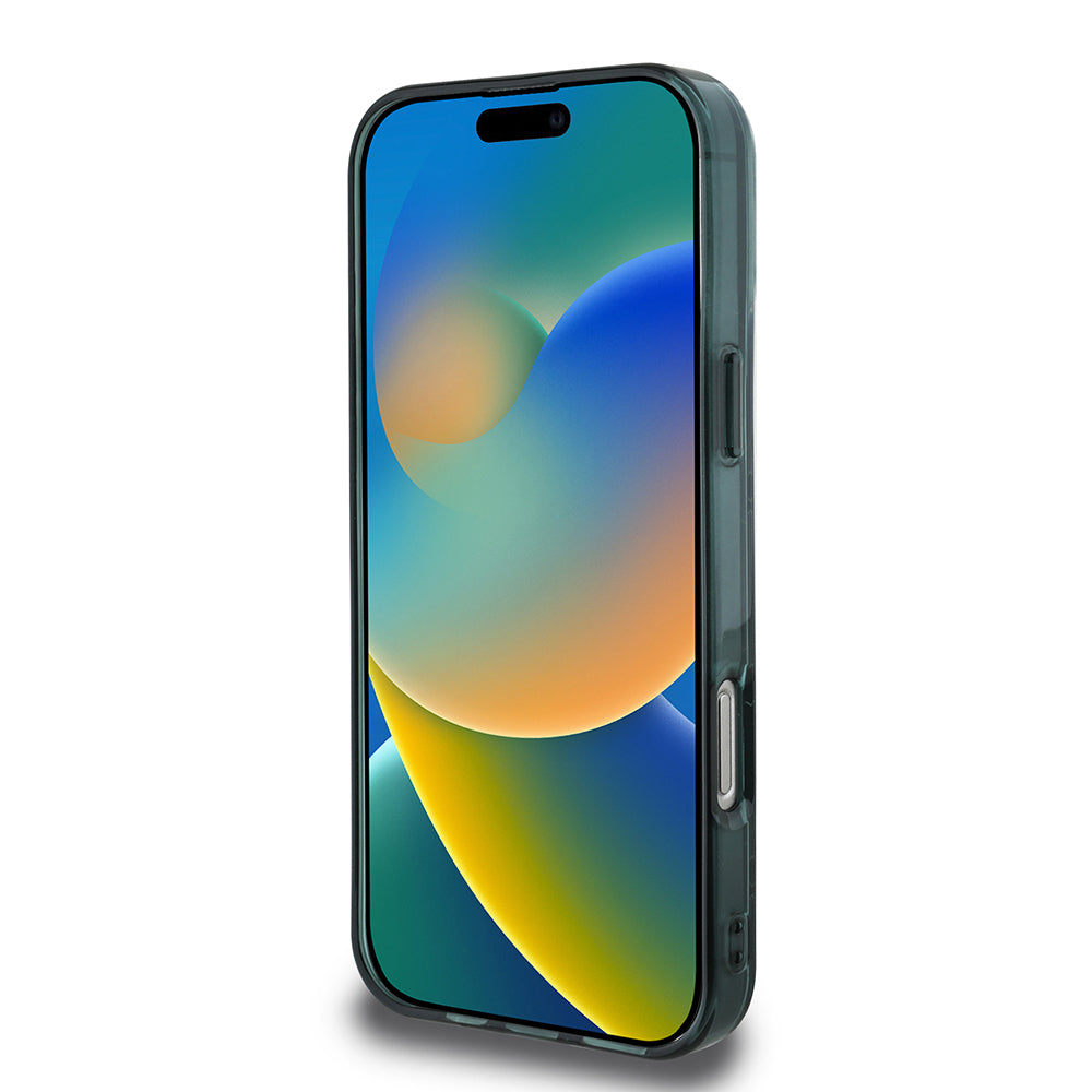 iPhone 16 Pro Max Kılıf Lacoste Orjinal Lisanslı Magsafe Şarj Özellikli IML Baskılı Gümüş Timsah Logolu Monogram Kılıf Siyah