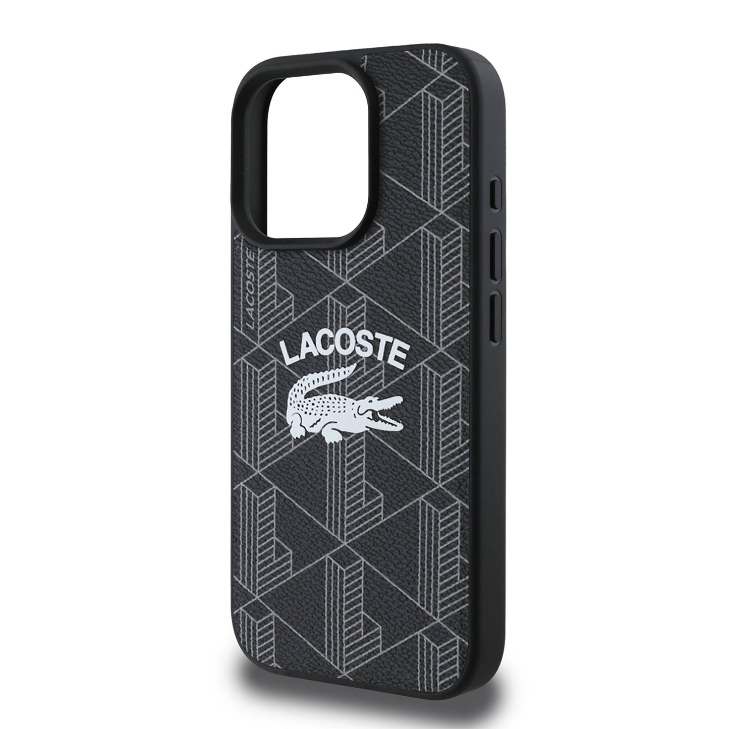 iPhone 16 Pro Max Kılıf Lacoste Orjinal Lisanslı Magsafe Şarj Özellikli Mono Vintage Logo Kılıf Siyah