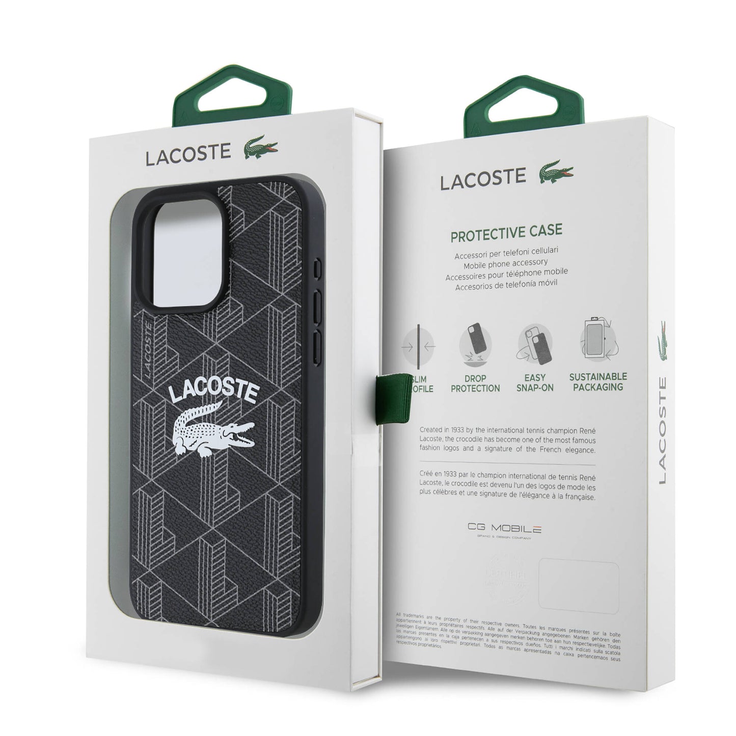 iPhone 16 Pro Max Kılıf Lacoste Orjinal Lisanslı Magsafe Şarj Özellikli Mono Vintage Logo Kılıf Siyah