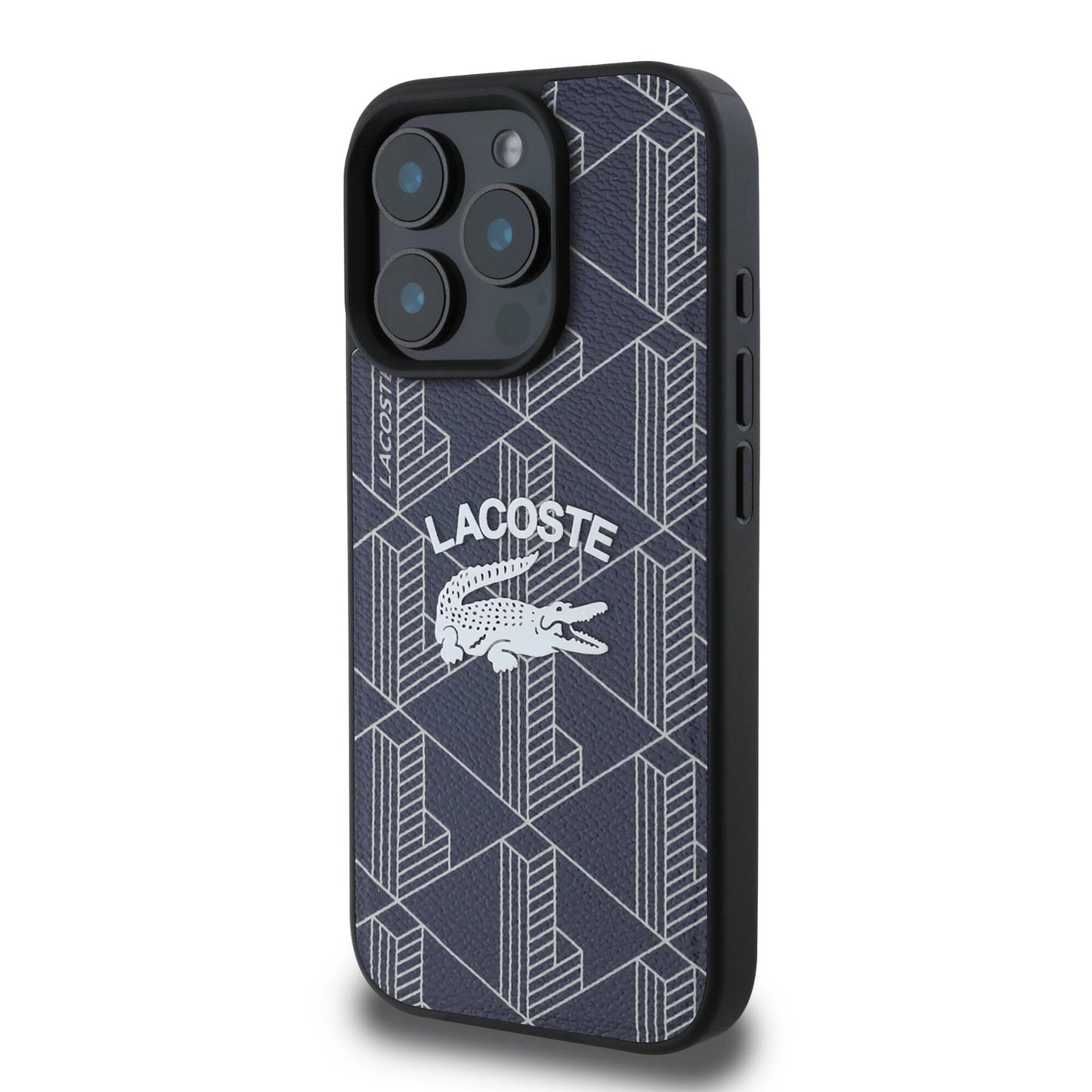 iPhone 16 Pro Max Kılıf Lacoste Orjinal Lisanslı Magsafe Şarj Özellikli Mono Vintage Logo Kılıf Lacivert