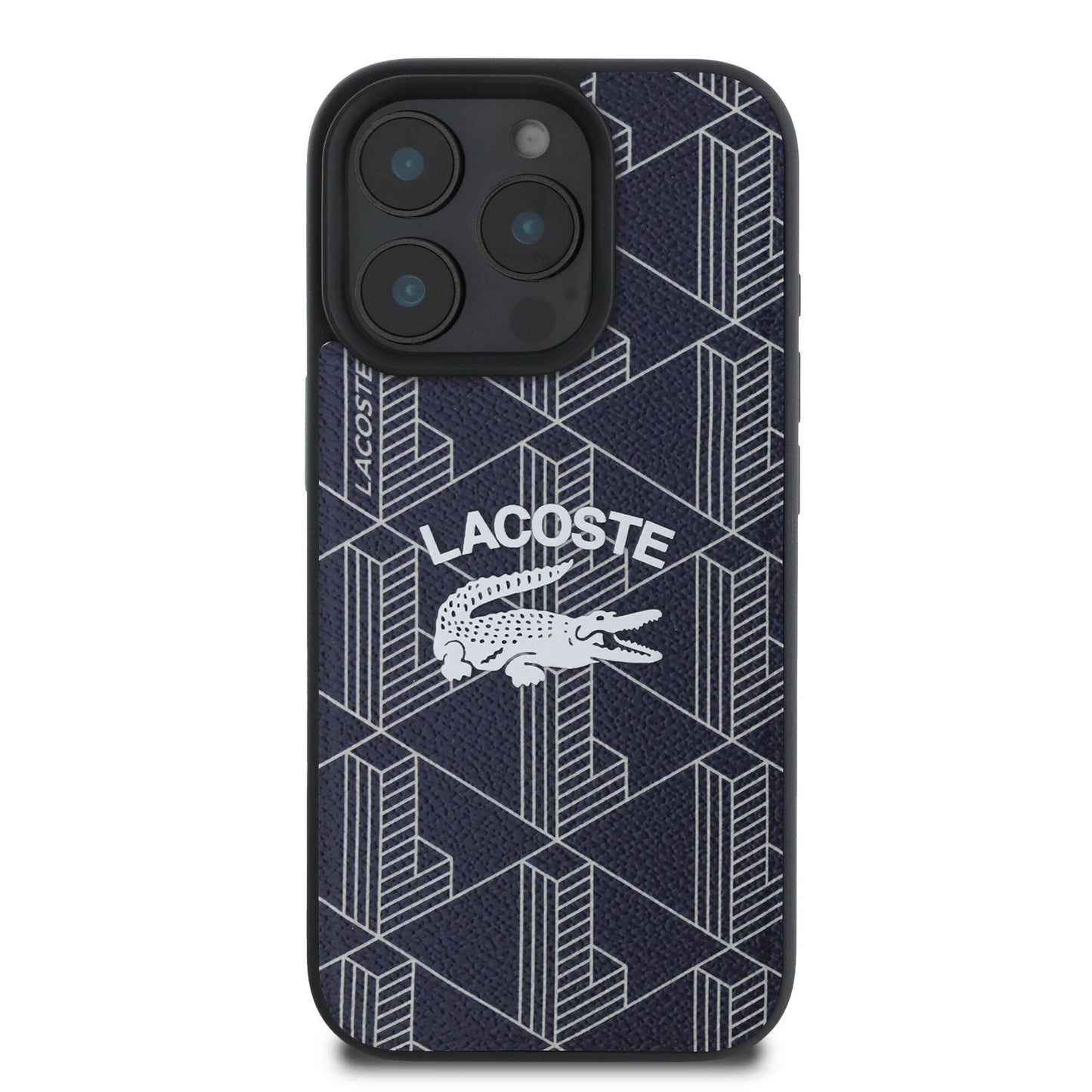 iPhone 16 Pro Max Kılıf Lacoste Orjinal Lisanslı Magsafe Şarj Özellikli Mono Vintage Logo Kılıf Lacivert