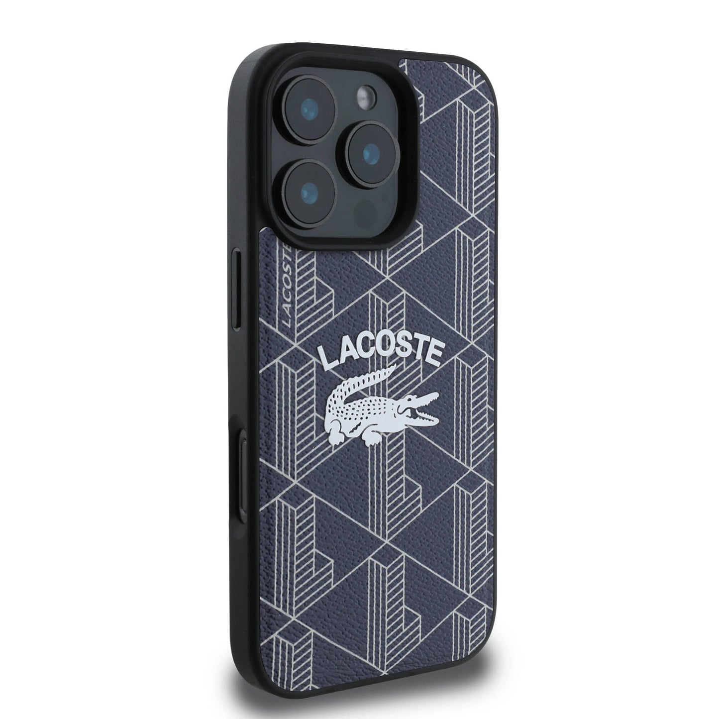 iPhone 16 Pro Max Kılıf Lacoste Orjinal Lisanslı Magsafe Şarj Özellikli Mono Vintage Logo Kılıf Siyah