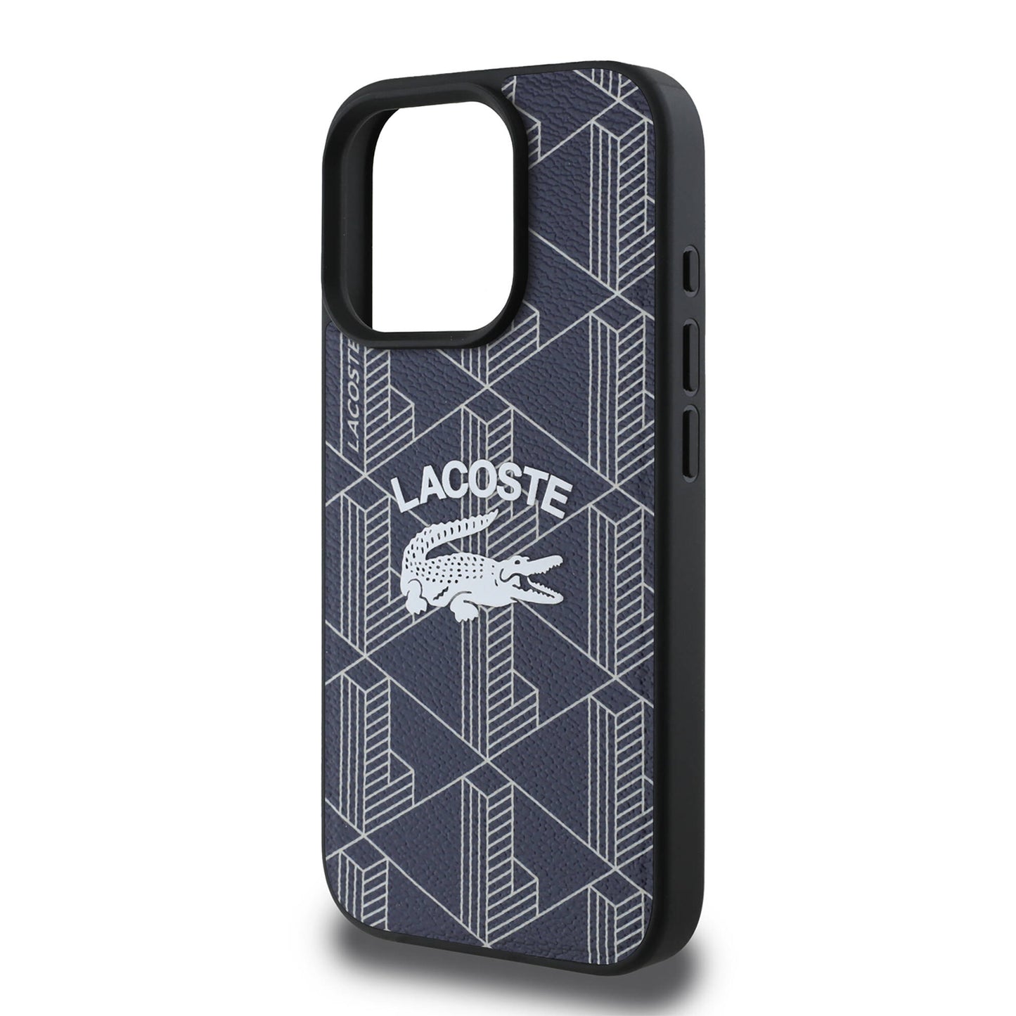 iPhone 16 Pro Max Kılıf Lacoste Orjinal Lisanslı Magsafe Şarj Özellikli Mono Vintage Logo Kılıf Siyah