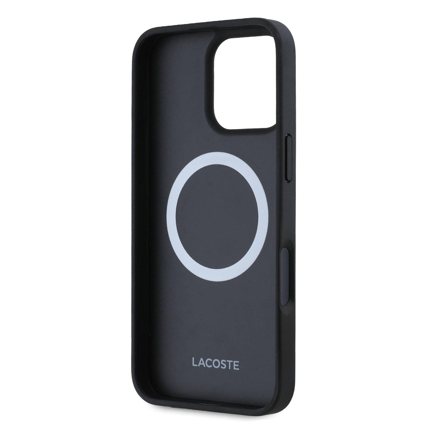 iPhone 16 Pro Max Kılıf Lacoste Orjinal Lisanslı Magsafe Şarj Özellikli Mono Vintage Logo Kılıf Siyah