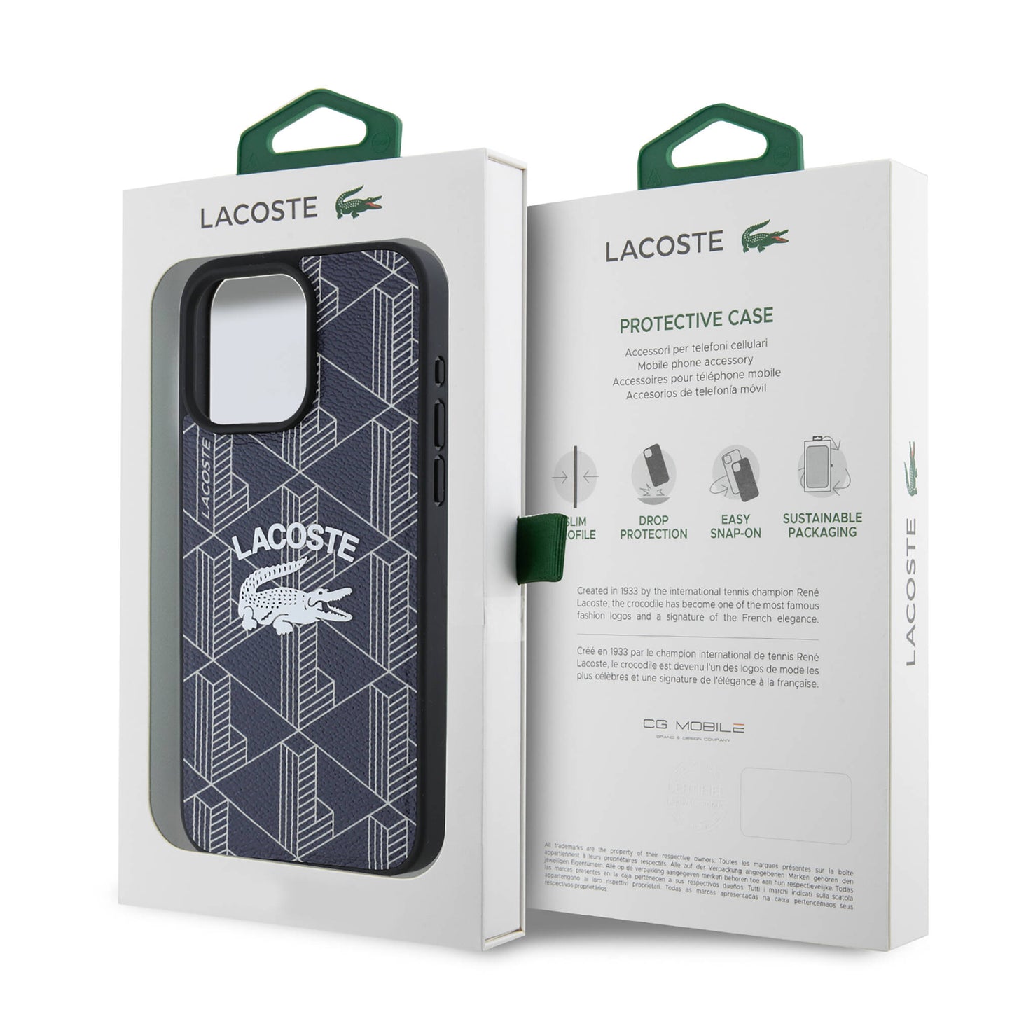 iPhone 16 Pro Max Kılıf Lacoste Orjinal Lisanslı Magsafe Şarj Özellikli Mono Vintage Logo Kılıf Siyah