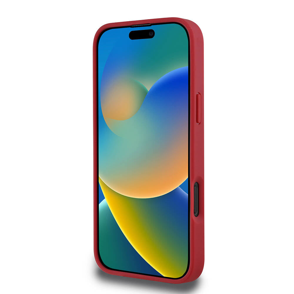 iPhone 16 Pro Max Kılıf Lacoste Orjinal Lisanslı PU Pike Desenli Arka Yüzey İkonik Timsah Dokuma Logolu Kılıf Kırmızı