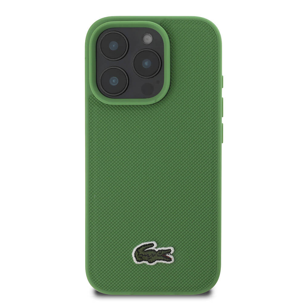 iPhone 16 Pro Max Kılıf Lacoste Orjinal Lisanslı PU Pike Desenli Arka Yüzey İkonik Timsah Dokuma Logolu Kılıf Kırmızı