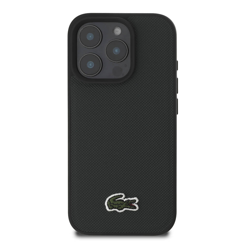 iPhone 16 Pro Max Kılıf Lacoste Orjinal Lisanslı PU Pike Desenli Arka Yüzey İkonik Timsah Dokuma Logolu Kılıf Yeşil