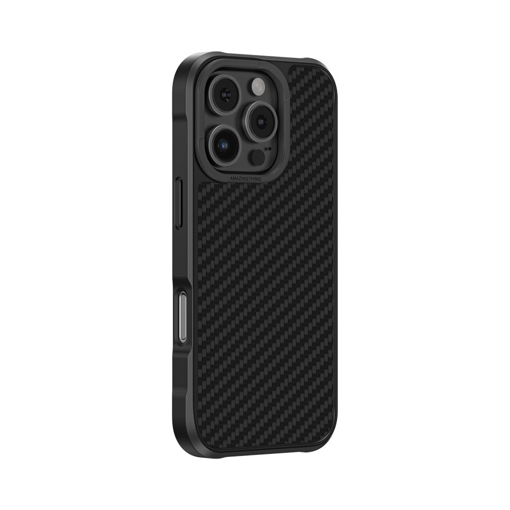 iPhone 16 Pro Max Kılıf Magsafe Şarj Özellikli 1500D Aramid Fiber Amazingthing Titan Max Serisi Kılıf Siyah