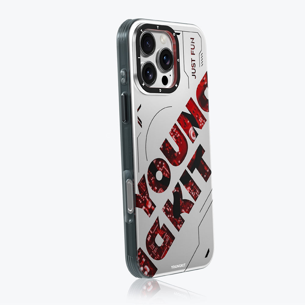 iPhone 16 Pro Max Kılıf Magsafe Şarj Özellikli Airbagli Çift Katmanlı Youngkit Future Serisi Kılıf Mavi