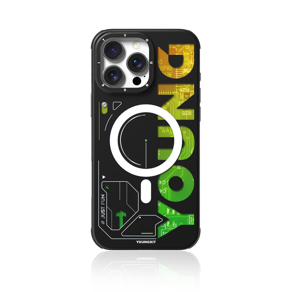 iPhone 16 Pro Max Kılıf Magsafe Şarj Özellikli Airbagli Çift Katmanlı Youngkit Future Serisi Kılıf Yeşil